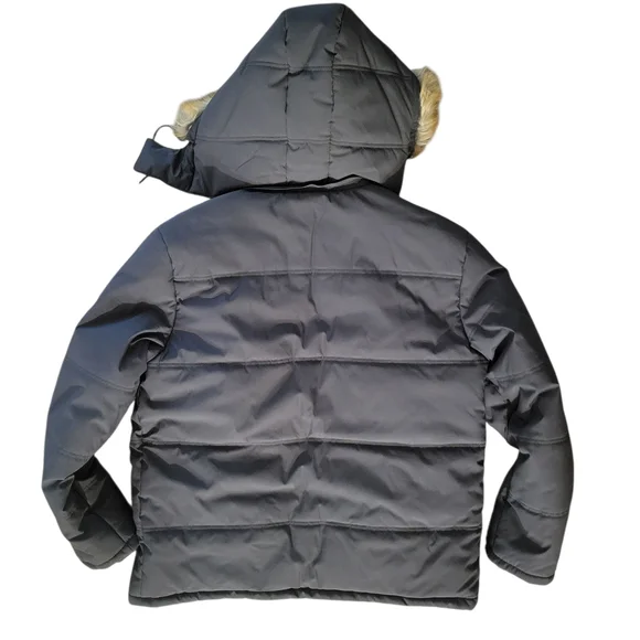 Men's Gray Hooded Puffer Jacket - Picture 4 of 11